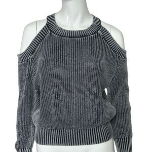 Y2K Evereve Sweater Amelia Cut Out Black Grey Women's XS Cold Shoulders